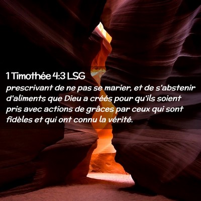 Picture 02 - 1 Timothée 4:3 LSG - prescrivant de ne pas se marier, et de s'abstenir - Bible Verse Picture