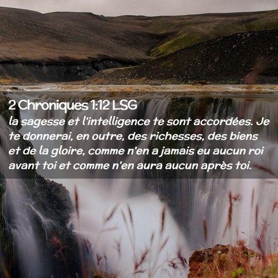 Picture 02 - 2 Chroniques 1:12 LSG - la sagesse et l'intelligence te sont accordées. - Bible Verse Picture