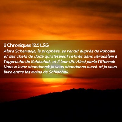 Picture 02 - 2 Chroniques 12:5 LSG - Alors Schemaeja, le prophète, se rendit auprès - Bible Verse Picture