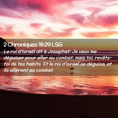 Picture 02 - 2 Chroniques 18:29 LSG - Le roi d'Israël dit à Josaphat: Je veux me - Bible Verse Picture