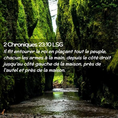 Picture 02 - 2 Chroniques 23:10 LSG - Il fit entourer le roi en plaçant tout le - Bible Verse Picture