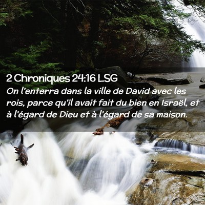 Picture 02 - 2 Chroniques 24:16 LSG - On l'enterra dans la ville de David avec les - Bible Verse Picture