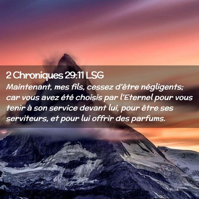 Picture 02 - 2 Chroniques 29:11 LSG - Maintenant, mes fils, cessez d'être négligents; - Bible Verse Picture