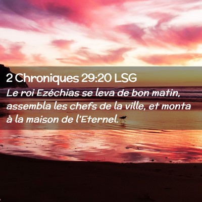 Picture 02 - 2 Chroniques 29:20 LSG - Le roi Ezéchias se leva de bon matin, assembla - Bible Verse Picture