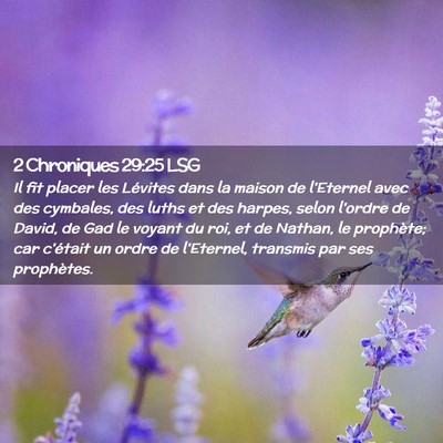 Picture 02 - 2 Chroniques 29:25 LSG - Il fit placer les Lévites dans la maison de - Bible Verse Picture