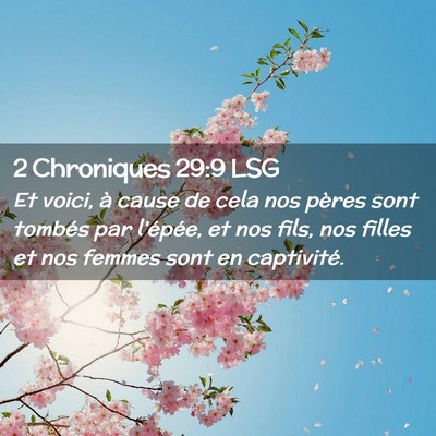 Picture 02 - 2 Chroniques 29:9 LSG - Et voici, à cause de cela nos pères sont - Bible Verse Picture