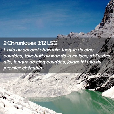 Picture 02 - 2 Chroniques 3:12 LSG - L'aile du second chérubin, longue de cinq - Bible Verse Picture