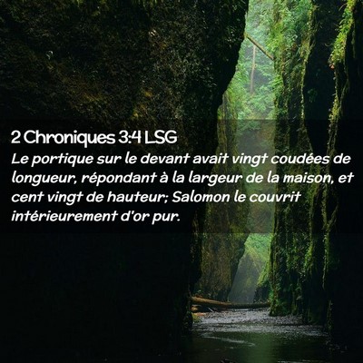 Picture 02 - 2 Chroniques 3:4 LSG - Le portique sur le devant avait vingt coudées de - Bible Verse Picture