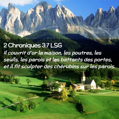 Picture 02 - 2 Chroniques 3:7 LSG - Il couvrit d'or la maison, les poutres, les - Bible Verse Picture