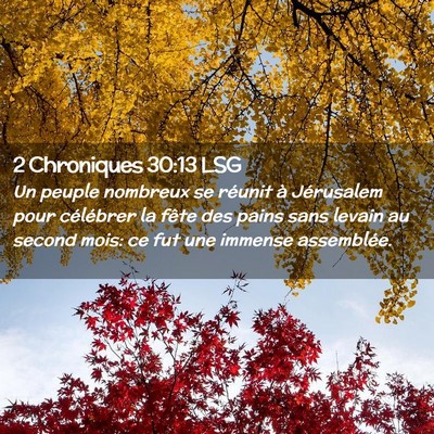 Picture 02 - 2 Chroniques 30:13 LSG - Un peuple nombreux se réunit à Jérusalem pour - Bible Verse Picture