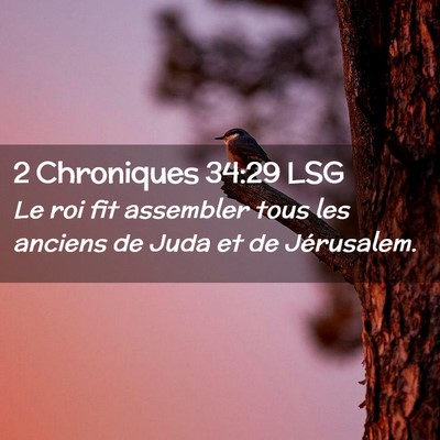 Picture 02 - 2 Chroniques 34:29 LSG - Le roi fit assembler tous les anciens de Juda et - Bible Verse Picture