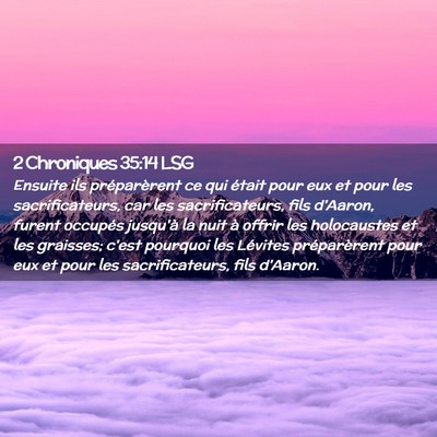 Picture 02 - 2 Chroniques 35:14 LSG - Ensuite ils préparèrent ce qui était pour eux - Bible Verse Picture