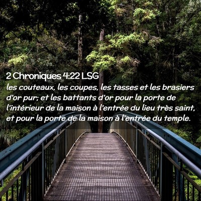 Picture 02 - 2 Chroniques 4:22 LSG - les couteaux, les coupes, les tasses et les - Bible Verse Picture