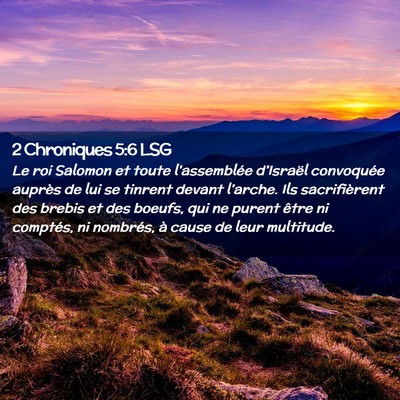 Picture 02 - 2 Chroniques 5:6 LSG - Le roi Salomon et toute l'assemblée d'Israël - Bible Verse Picture