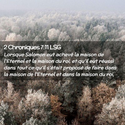 Picture 02 - 2 Chroniques 7:11 LSG - Lorsque Salomon eut achevé la maison de - Bible Verse Picture
