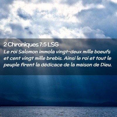 Picture 02 - 2 Chroniques 7:5 LSG - Le roi Salomon immola vingt-deux mille boeufs et - Bible Verse Picture