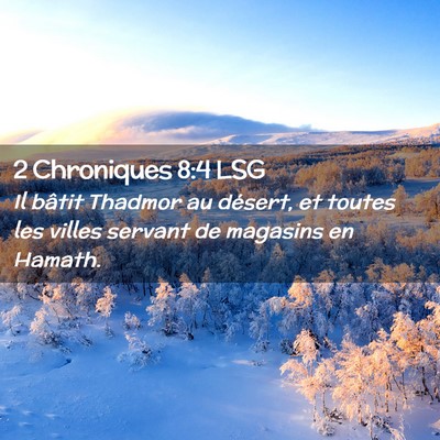 Picture 02 - 2 Chroniques 8:4 LSG - Il bâtit Thadmor au désert, et toutes les - Bible Verse Picture