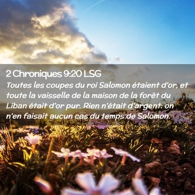 Picture 02 - 2 Chroniques 9:20 LSG - Toutes les coupes du roi Salomon étaient d'or, - Bible Verse Picture