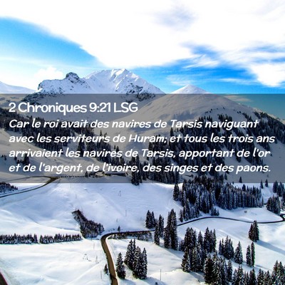 Picture 02 - 2 Chroniques 9:21 LSG - Car le roi avait des navires de Tarsis naviguant - Bible Verse Picture