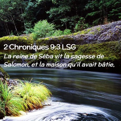 Picture 02 - 2 Chroniques 9:3 LSG - La reine de Séba vit la sagesse de Salomon, et - Bible Verse Picture