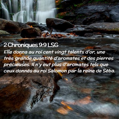 Picture 02 - 2 Chroniques 9:9 LSG - Elle donna au roi cent vingt talents d'or, une - Bible Verse Picture
