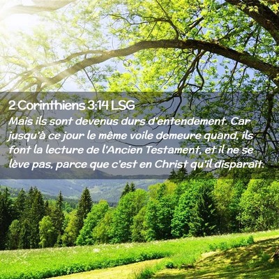 Picture 02 - 2 Corinthiens 3:14 LSG - Mais ils sont devenus durs d'entendement. Car - Bible Verse Picture