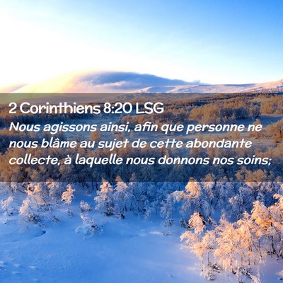 Picture 02 - 2 Corinthiens 8:20 LSG - Nous agissons ainsi, afin que personne ne nous - Bible Verse Picture