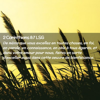 Picture 02 - 2 Corinthiens 8:7 LSG - De même que vous excellez en toutes choses, en - Bible Verse Picture