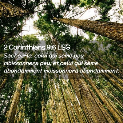 Picture 02 - 2 Corinthiens 9:6 LSG - Sachez-le, celui qui sème peu moissonnera peu, - Bible Verse Picture