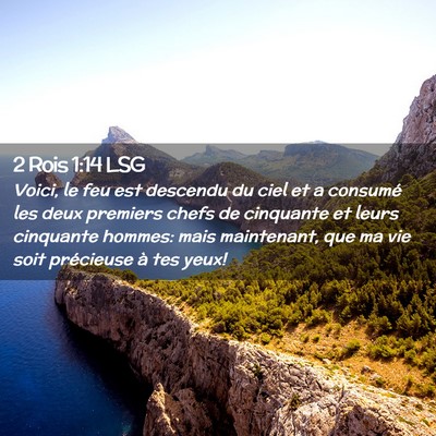 Picture 02 - 2 Rois 1:14 LSG - Voici, le feu est descendu du ciel et a consumé - Bible Verse Picture