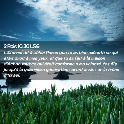 Picture 02 - 2 Rois 10:30 LSG - L'Eternel dit à Jéhu: Parce que tu as bien - Bible Verse Picture