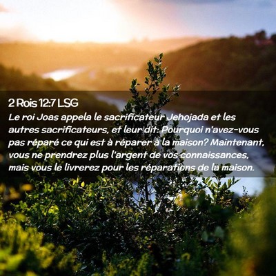 Picture 02 - 2 Rois 12:7 LSG - Le roi Joas appela le sacrificateur Jehojada et - Bible Verse Picture