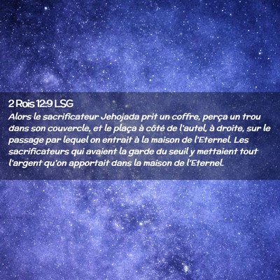 Picture 02 - 2 Rois 12:9 LSG - Alors le sacrificateur Jehojada prit un coffre, - Bible Verse Picture