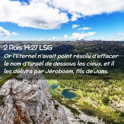 Picture 02 - 2 Rois 14:27 LSG - Or l'Eternel n'avait point résolu d'effacer le - Bible Verse Picture