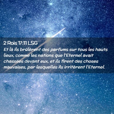 Picture 02 - 2 Rois 17:11 LSG - Et là ils brûlèrent des parfums sur tous les - Bible Verse Picture