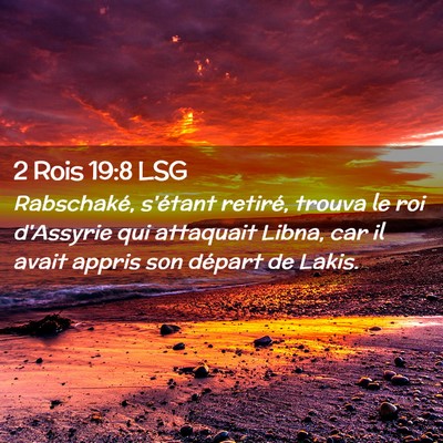 Picture 02 - 2 Rois 19:8 LSG - Rabschaké, s'étant retiré, trouva le roi - Bible Verse Picture
