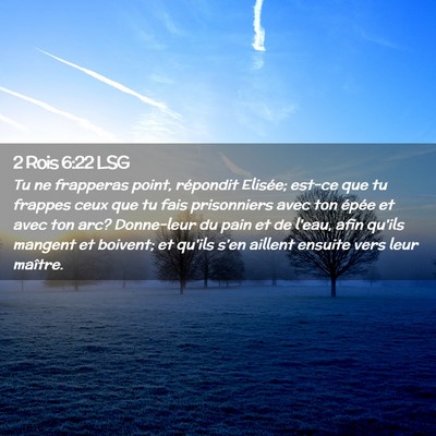 Picture 02 - 2 Rois 6:22 LSG - Tu ne frapperas point, répondit Elisée; est-ce - Bible Verse Picture