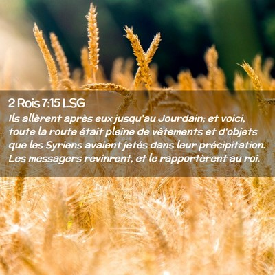 Picture 02 - 2 Rois 7:15 LSG - Ils allèrent après eux jusqu'au Jourdain; et - Bible Verse Picture