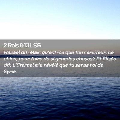 Picture 02 - 2 Rois 8:13 LSG - Hazaël dit: Mais qu'est-ce que ton serviteur, ce - Bible Verse Picture