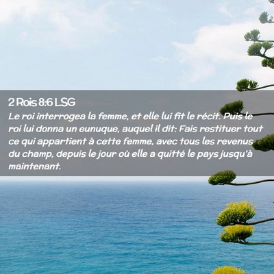 Picture 02 - 2 Rois 8:6 LSG - Le roi interrogea la femme, et elle lui fit le - Bible Verse Picture