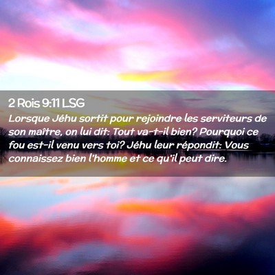 Picture 02 - 2 Rois 9:11 LSG - Lorsque Jéhu sortit pour rejoindre les - Bible Verse Picture