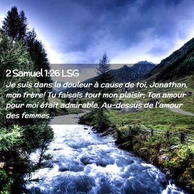 Picture 02 - 2 Samuel 1:26 LSG - Je suis dans la douleur à cause de toi, - Bible Verse Picture