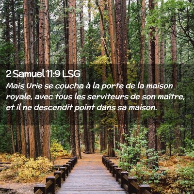 Picture 02 - 2 Samuel 11:9 LSG - Mais Urie se coucha à la porte de la maison - Bible Verse Picture