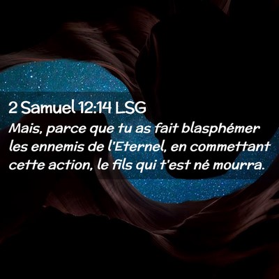 Picture 02 - 2 Samuel 12:14 LSG - Mais, parce que tu as fait blasphémer les - Bible Verse Picture