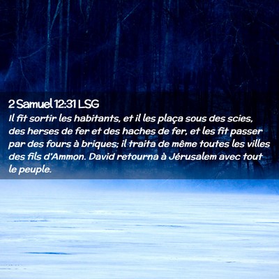 Picture 02 - 2 Samuel 12:31 LSG - Il fit sortir les habitants, et il les plaça - Bible Verse Picture