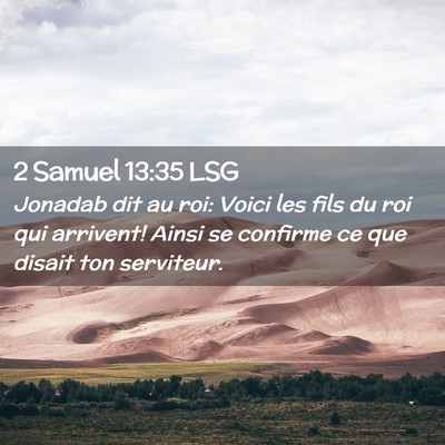 Picture 02 - 2 Samuel 13:35 LSG - Jonadab dit au roi: Voici les fils du roi qui - Bible Verse Picture