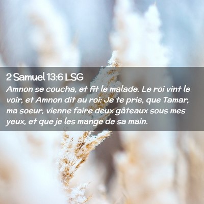 Picture 02 - 2 Samuel 13:6 LSG - Amnon se coucha, et fit le malade. Le roi vint le - Bible Verse Picture