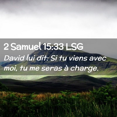 Picture 02 - 2 Samuel 15:33 LSG - David lui dit: Si tu viens avec moi, tu me seras - Bible Verse Picture