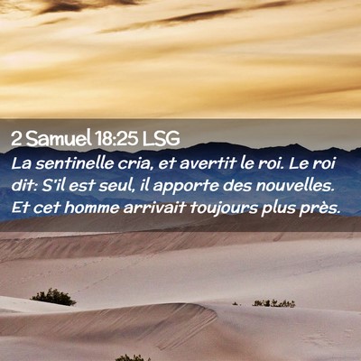 Picture 02 - 2 Samuel 18:25 LSG - La sentinelle cria, et avertit le roi. Le roi - Bible Verse Picture
