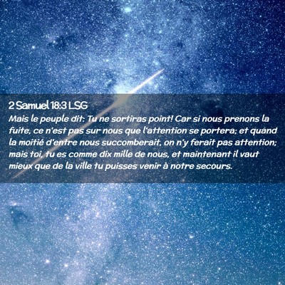 Picture 02 - 2 Samuel 18:3 LSG - Mais le peuple dit: Tu ne sortiras point! Car si - Bible Verse Picture